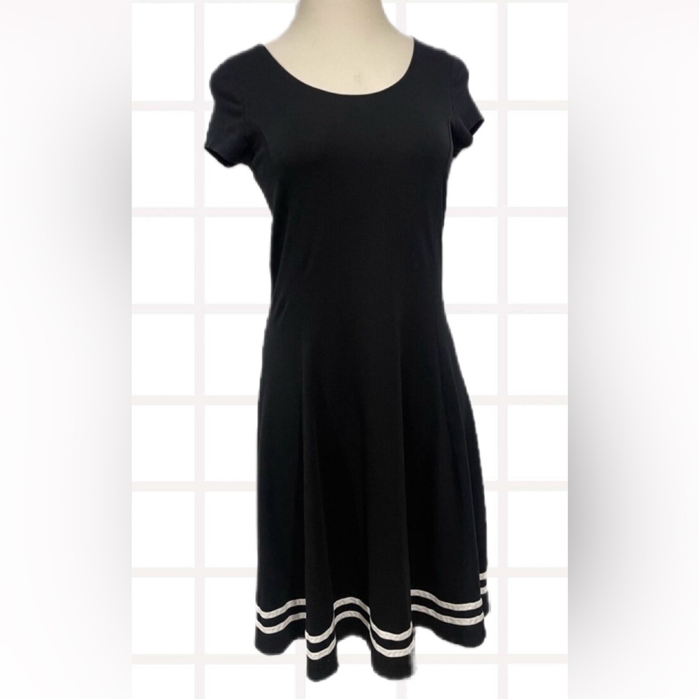 Ralph Lauren Midi Black Dress with White Trim Size Large